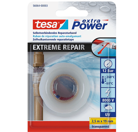 Rolo Fita Reparação em Silicone Transparente Extra Power Extreme 19 mm x 2,5 mts. 56064 TESA