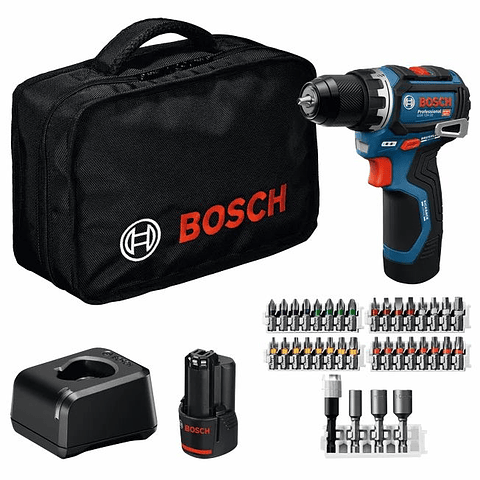 Aparafusadora sem fio GSR 12V-32 + 2 baterias 12V 2.0Ah + Mala lona + 36 Acessórios BOSCH