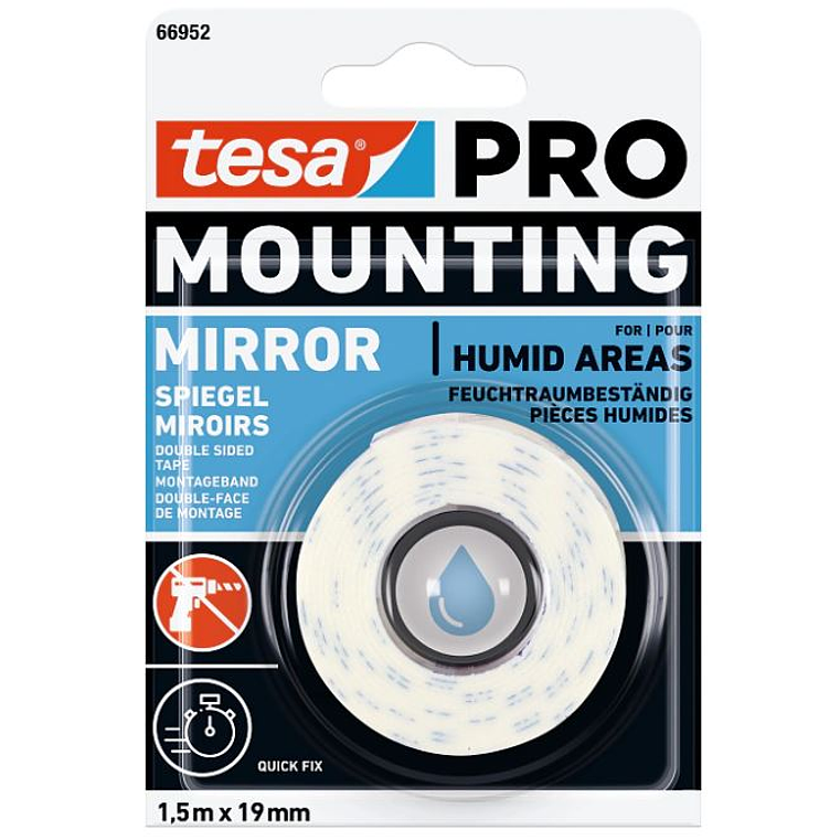 Rolo Fita Dupla Face Espelhos Branca 19 mm x 1,5 mts. 66952 TESA 1