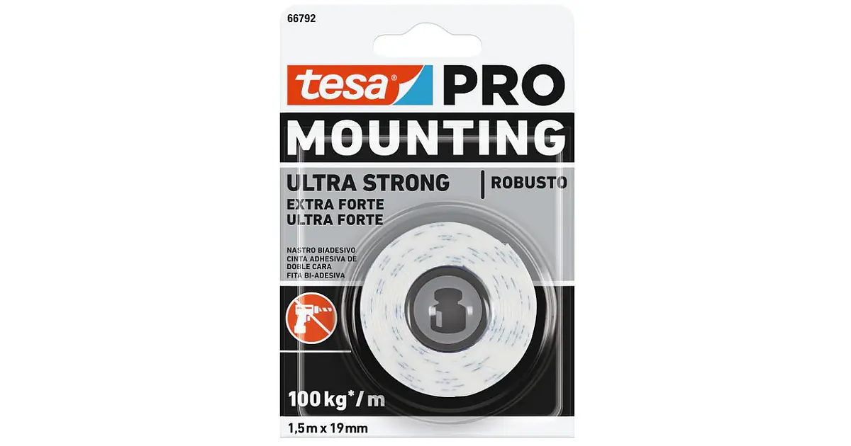 Rolo Fita Dupla Face Ultra Forte Branca 19 mm x 1,5 mts. 66