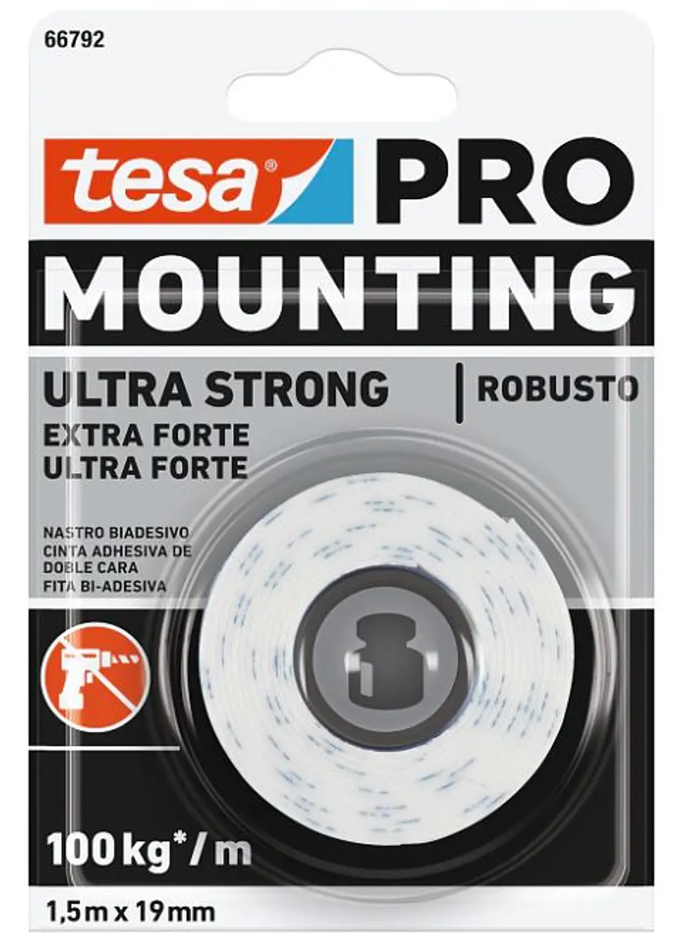 Rolo Fita Dupla Face Ultra Forte Branca  19 mm x 1,5 mts. 66792 TESA 1