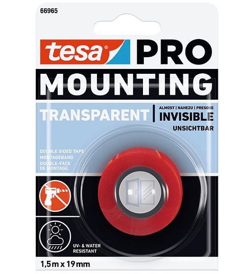Rolo Fita Dupla Face Invisivel  19 mm x 1,5 mts. 66965 TESA