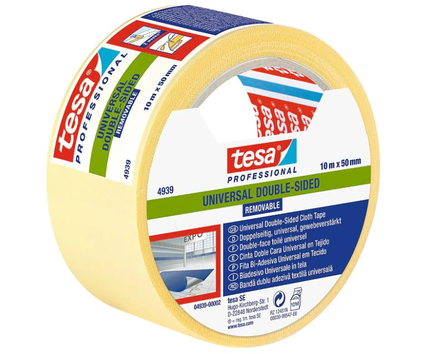 Rolo Fita Dupla Face Universal Removível Branca 50 mm x 10 mts. 4939 TESA 1