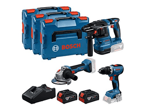 Conjunto sem fio Aparafusadora GSR 18V-65 + Rebarbadora GWS 18V-8 (125) + Martelo GBH 18V-22 + 2 Baterias 18V 5.0Ah BOSCH