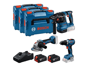 Conjunto sem fio Aparafusadora GSR 18V-65 + Rebarbadora GWS 18V-8 (125) + Martelo GBH 18V-22 + 2 Baterias 18V 5.0Ah BOSCH