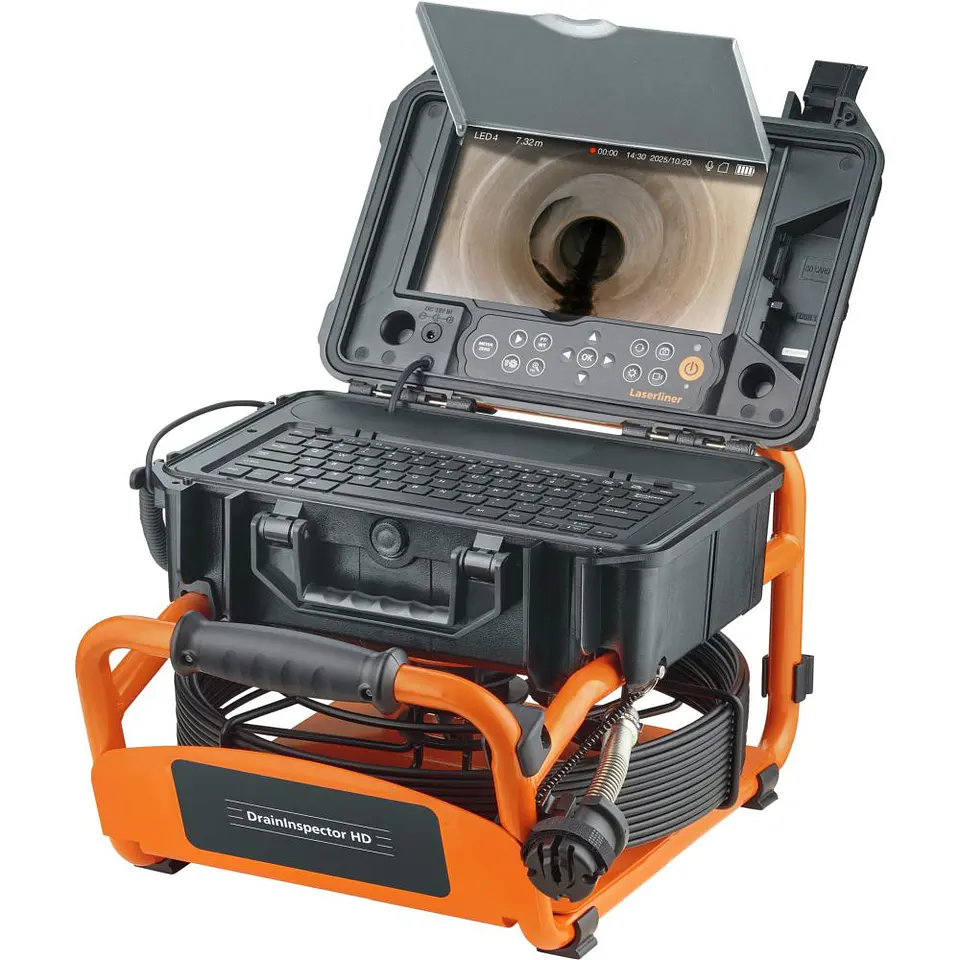 Sistema Inspeção de Tubos profissional com Cabo PushFlex 30 Mts DrainInspector HD30 LASERLINER 1