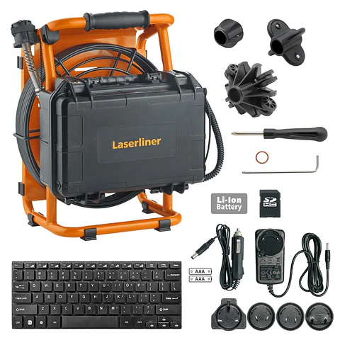 Sistema Inspeção de Tubos profissional com Cabo PushFlex 30 Mts DrainInspector HD30 LASERLINER