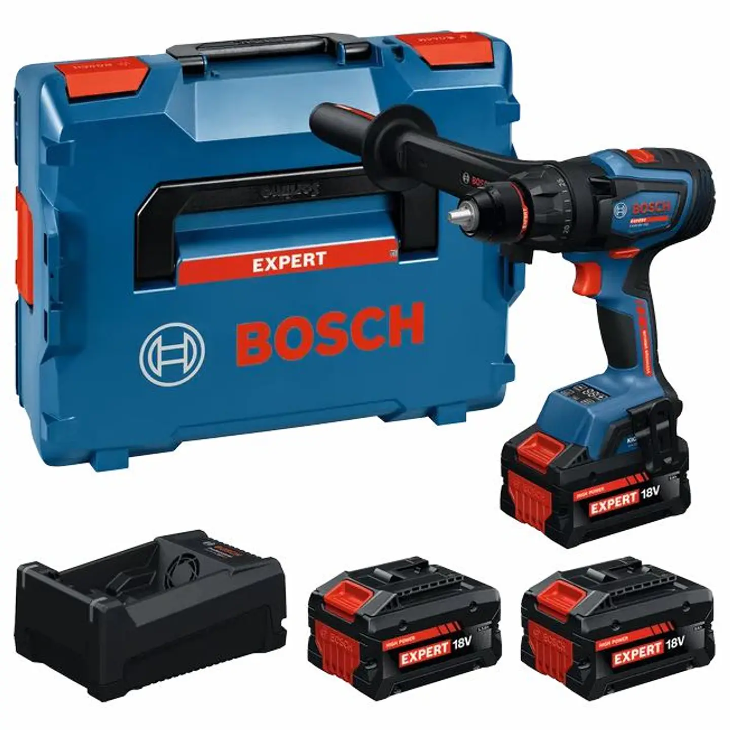 Aparafusadora sem fio EXPERT EXSR18V-150 + 3 baterias EXBA18V (2x 8.0Ah + 1x 5.5Ah) + Mala L-BOXX BOSCH 1