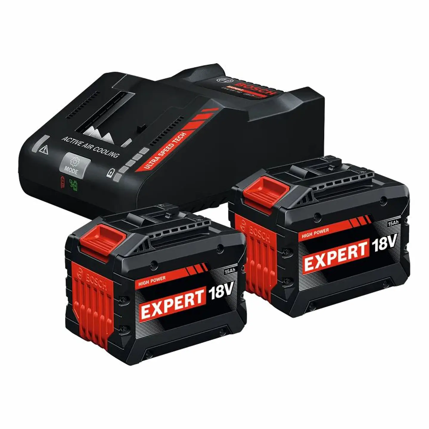 Conjunto 2 baterias 18V 15.0 Ah EXPERT EXBA18V-150 + carregador EXAL18V-160 BOSCH 1