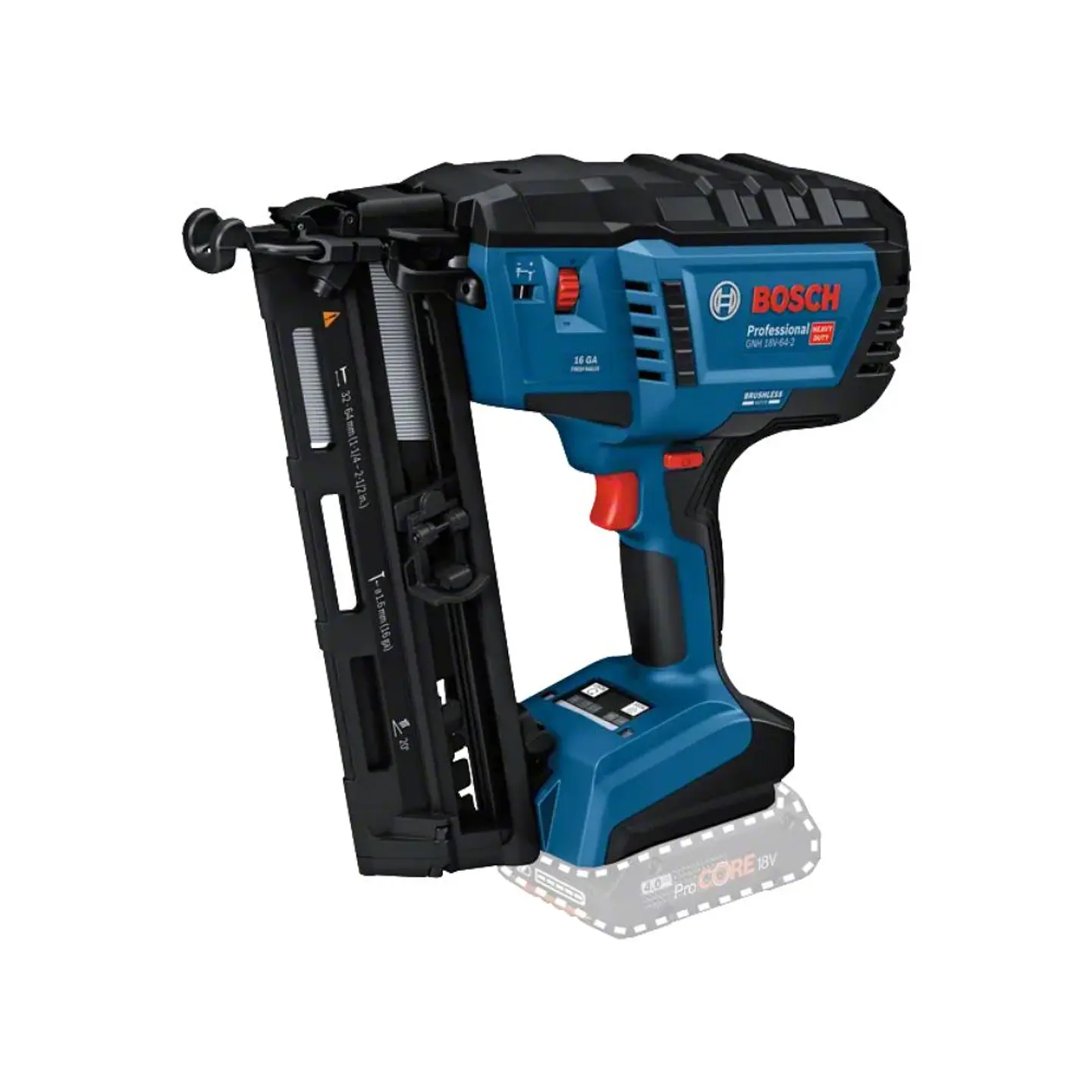 Pistola de pregos sem fio para madeira PRO HEAVY DUTY GNH 18V-64-2 BOSCH 1