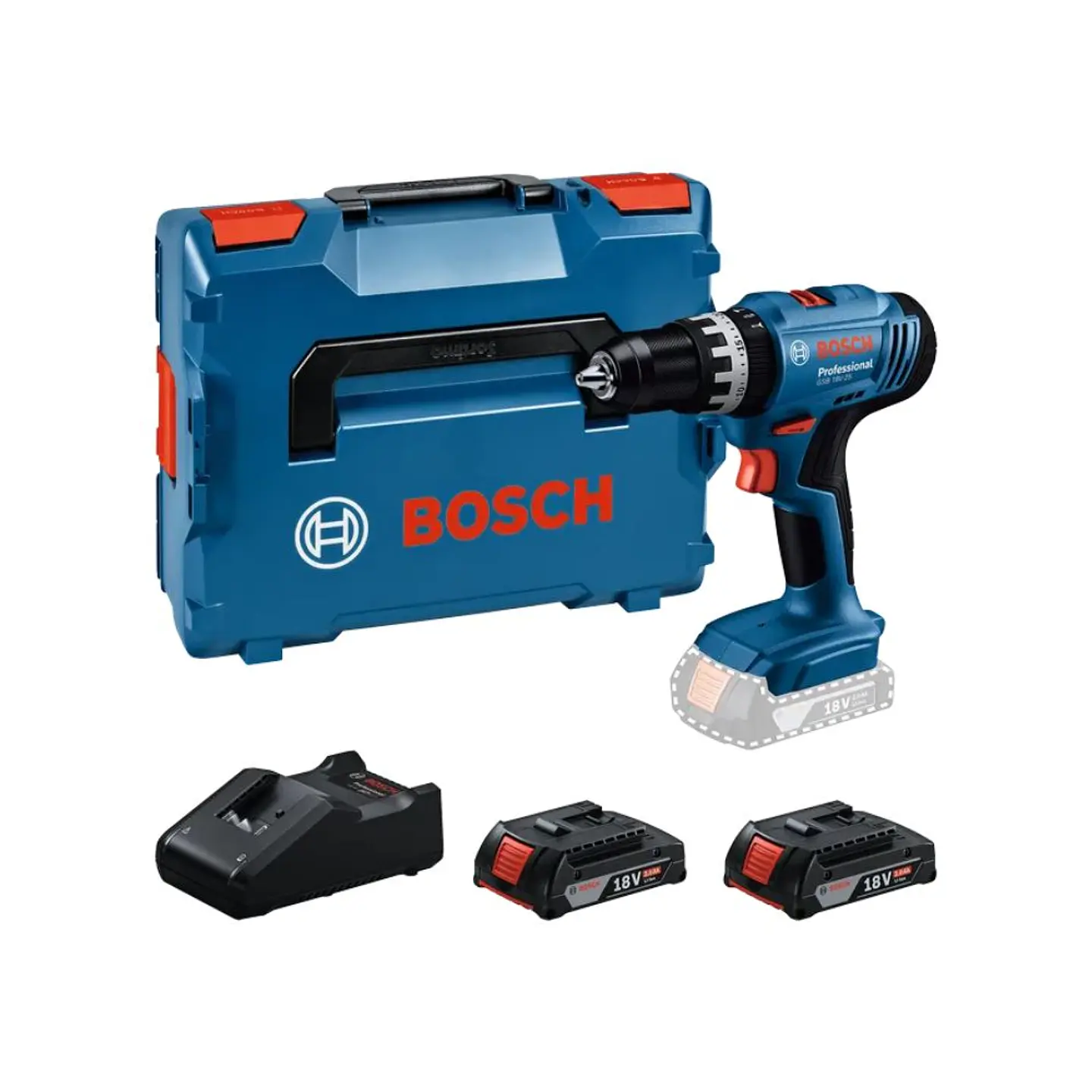 Aparafusadora/Berbequim sem fio GSB 18V-25 + 2 Baterias 18V 2.0Ah + Mala L-BOXX BOSCH 1