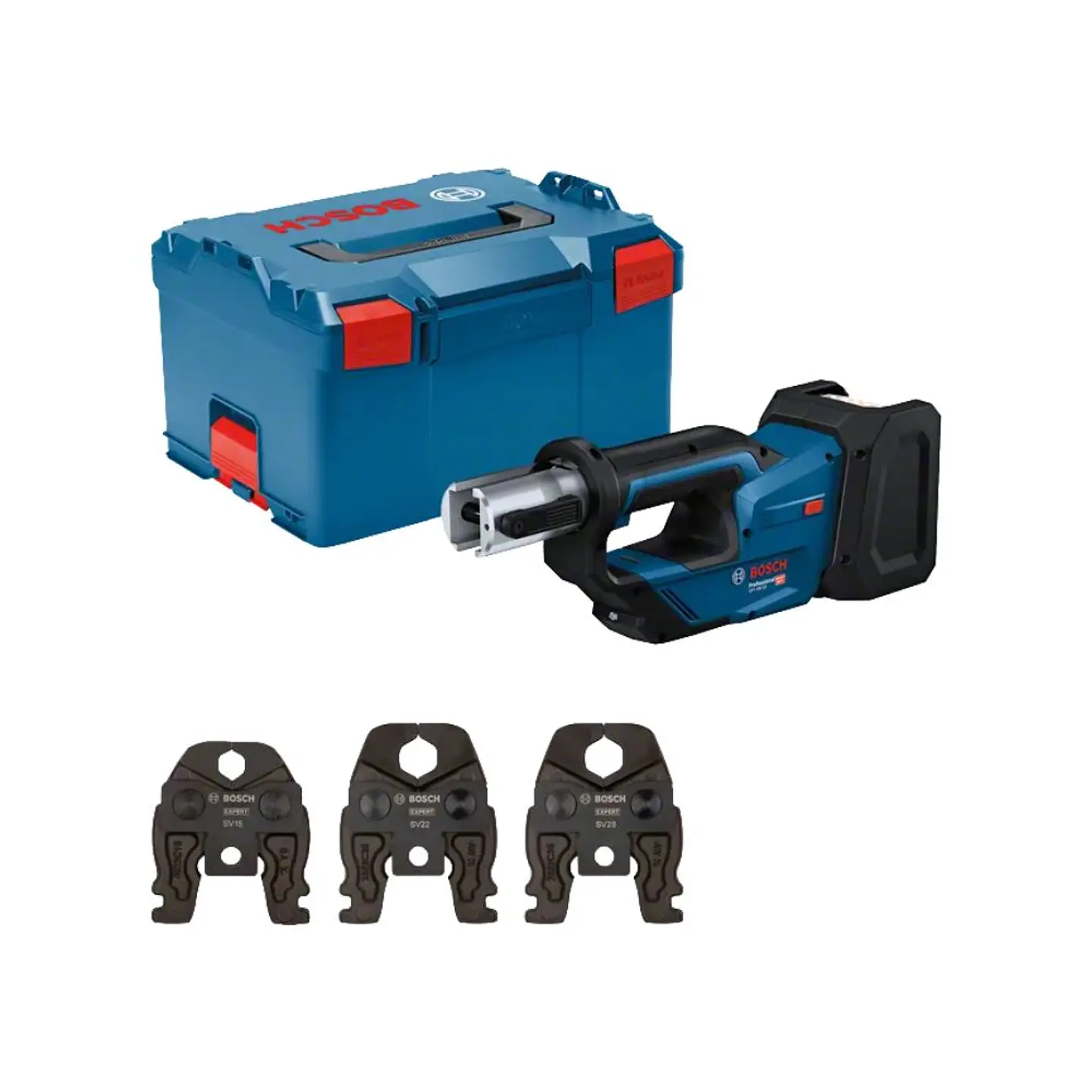 Ferramenta de prensagem sem fio PRO HEAVY DUTY GPT 18V-19 + Mala L-BOXX 238 BOSCH 1