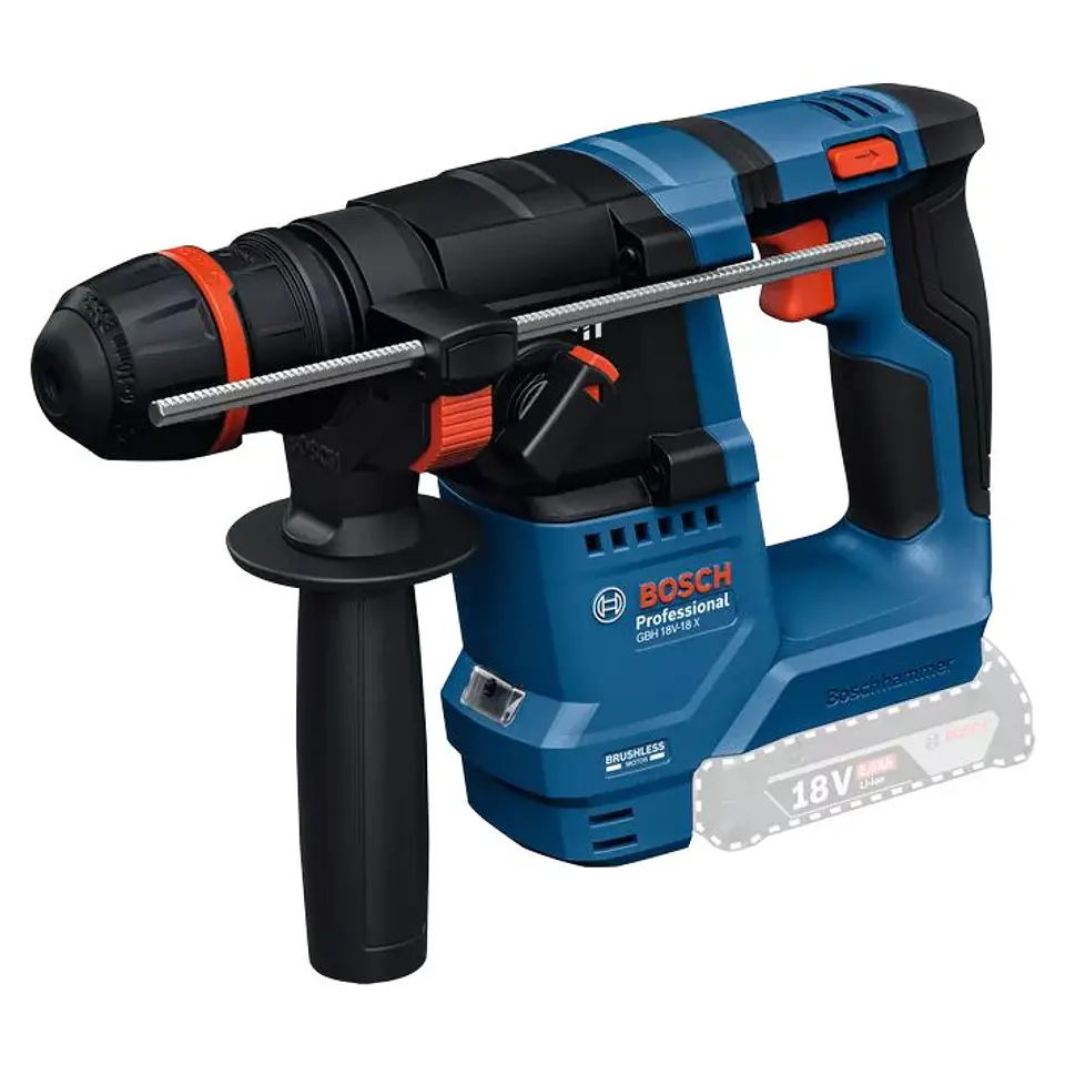 Martelo perfurador SDS Plus sem fio GBH 18V-18 X ONECHUCK + 2 baterias GBA 18V 2.0Ah + Mala L-BOXX BOSCH  2