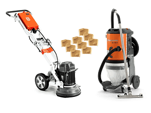 Lixadora/Polidora de Pavimentos PG 280 + 9 VARI-GRIND EZ S25 + Aspirador DE 110 H HUSQVARNA