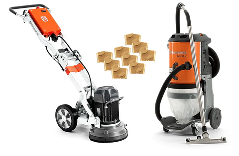 Lixadora/Polidora de Pavimentos PG 280 + 9 VARI-GRIND EZ S25 + Aspirador DE 110 H HUSQVARNA