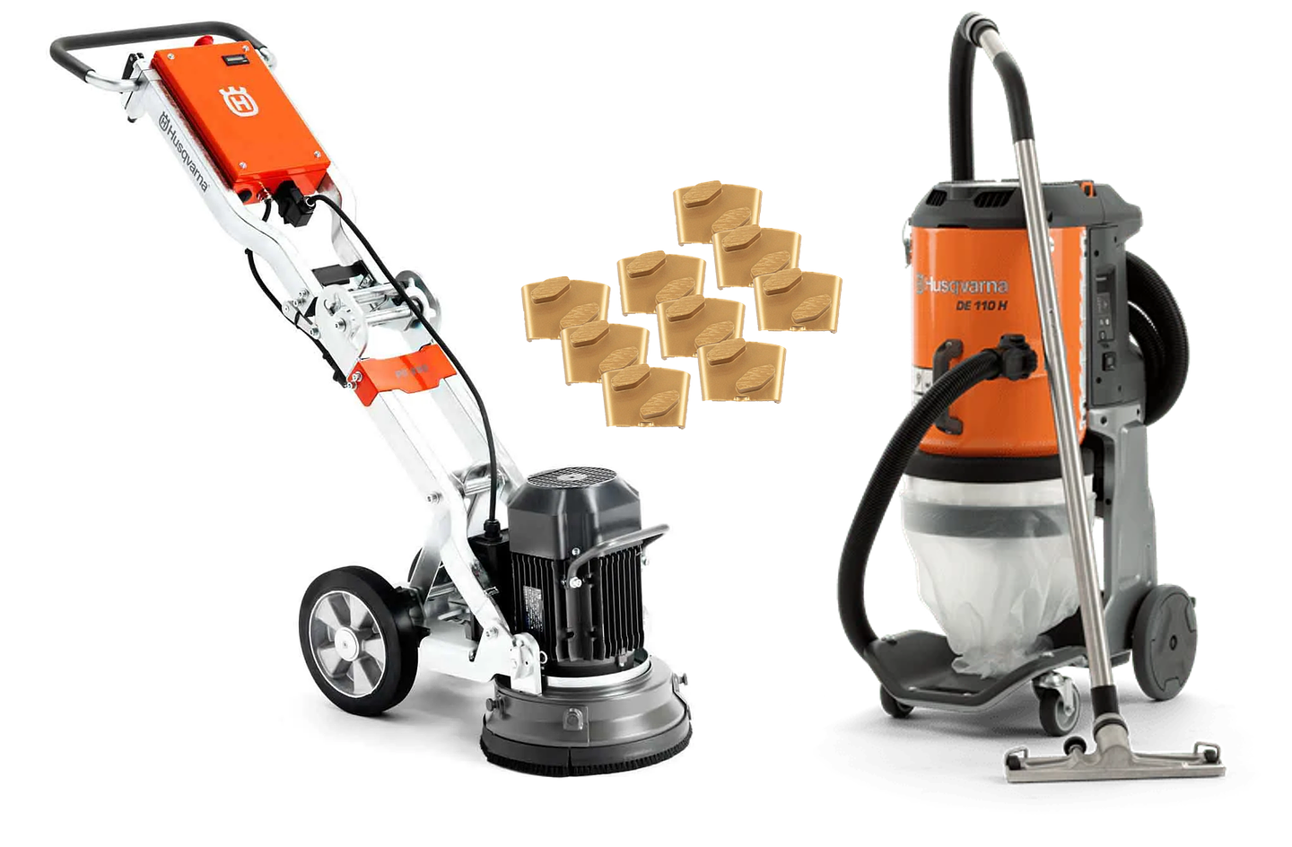 Lixadora/Polidora de Pavimentos PG 280 + 9 VARI-GRIND EZ S25 + Aspirador DE 110 H HUSQVARNA 1