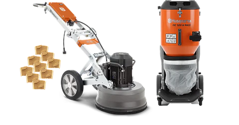 Lixadora/Polidora de Pavimentos PG 450 + 9 VARI-GRIND EZ S25 + Aspirador DE 120H HUSQVARNA 