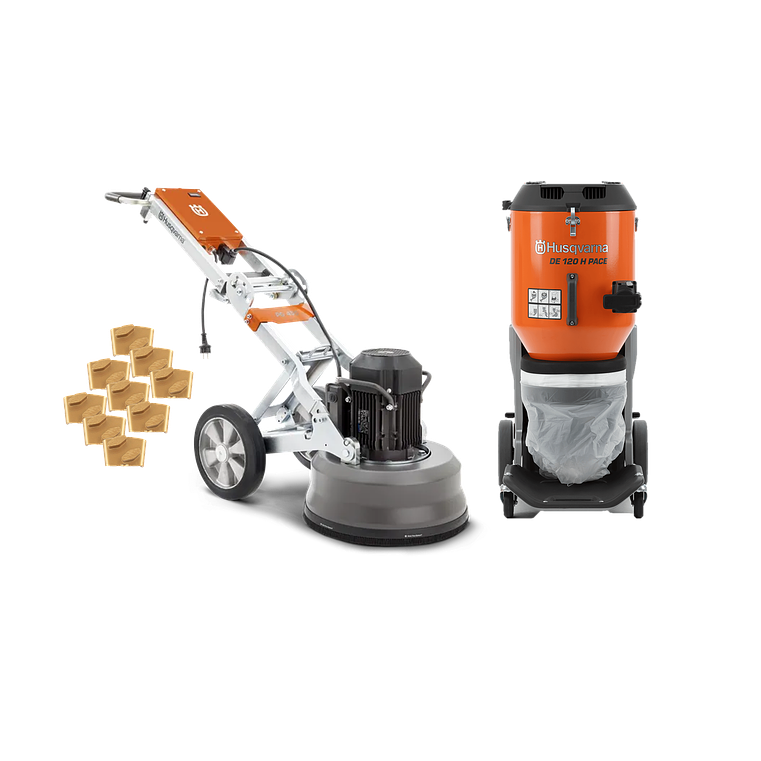 Lixadora/Polidora de Pavimentos PG 450 + 9 VARI-GRIND EZ S25 + Aspirador DE 120H HUSQVARNA  1
