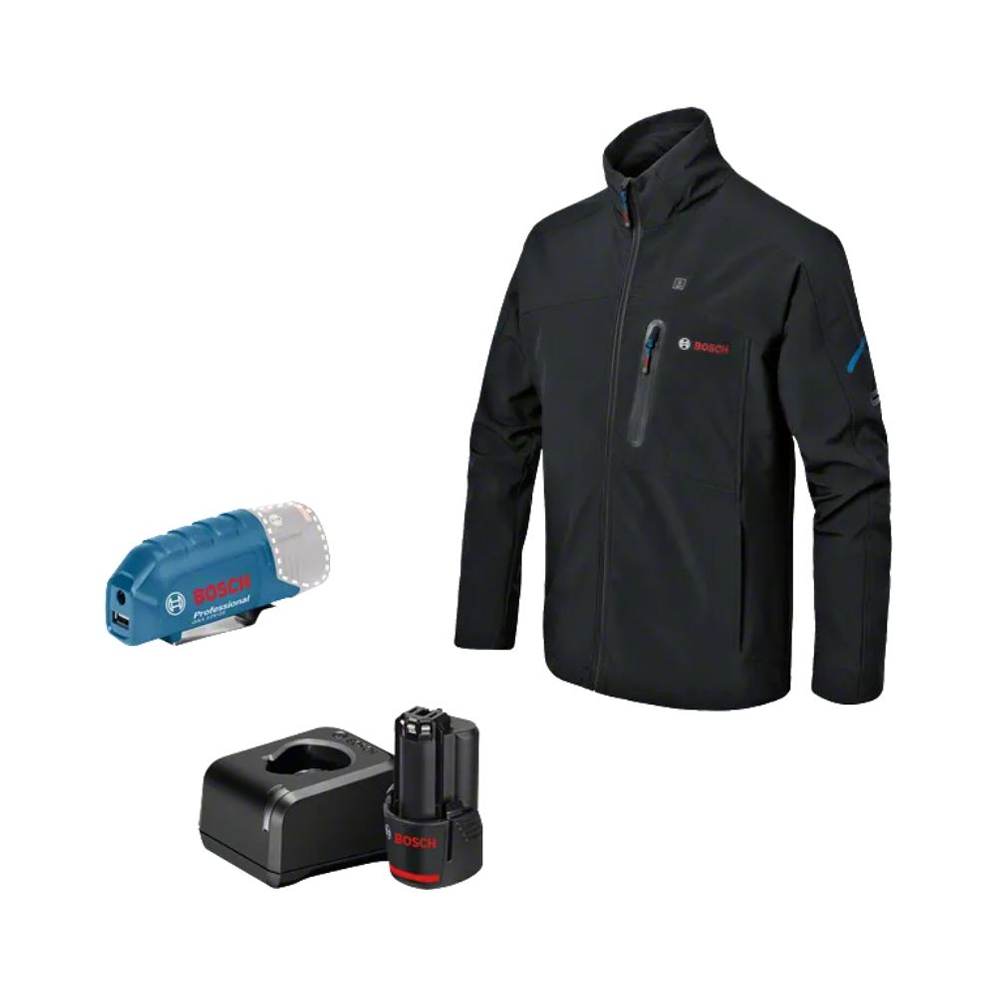 Casaco com aquecimento PRO GHJ 12+18V XA S + Adaptador de bateria GAA 12V-21 + Carregador GAL 12V-20 + 1 bateria GBA 12V 2.0Ah BOSCH  1