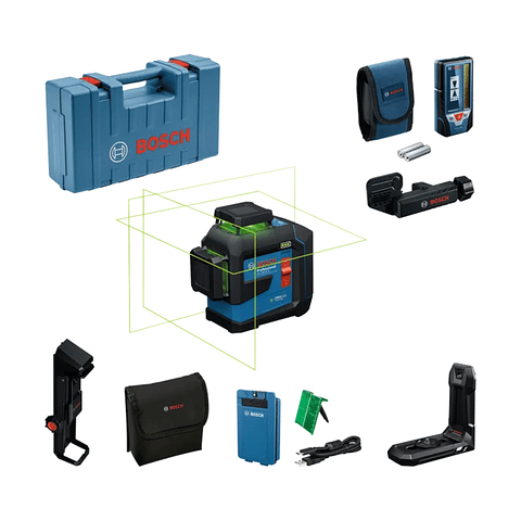 Nivel laser 3 Linhas Verdes GLL 80-33 G + Mala de Transporte + 2 pilhas de 1,5 V LR6 (AA) BOSCH