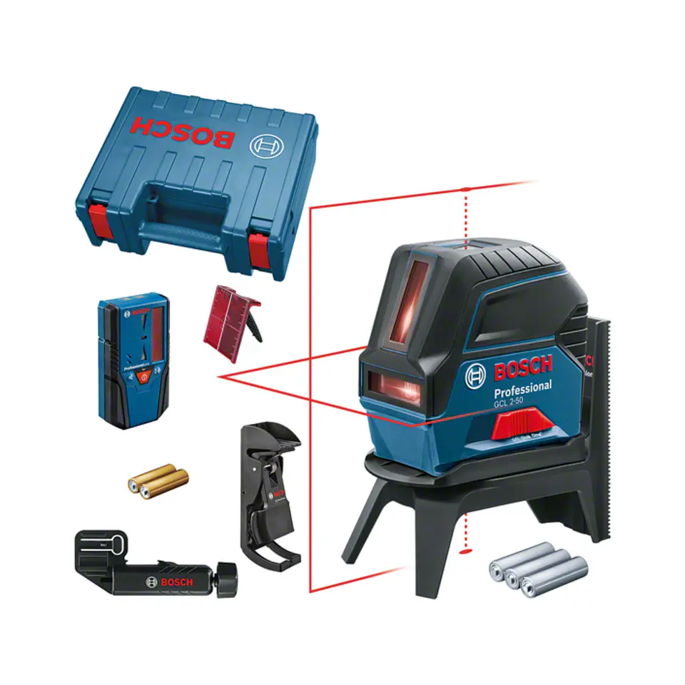 Laser combinado PRO GCL 2-50 + 3 pilhas de 1,5V + Mala de Transporte BOSCH  1