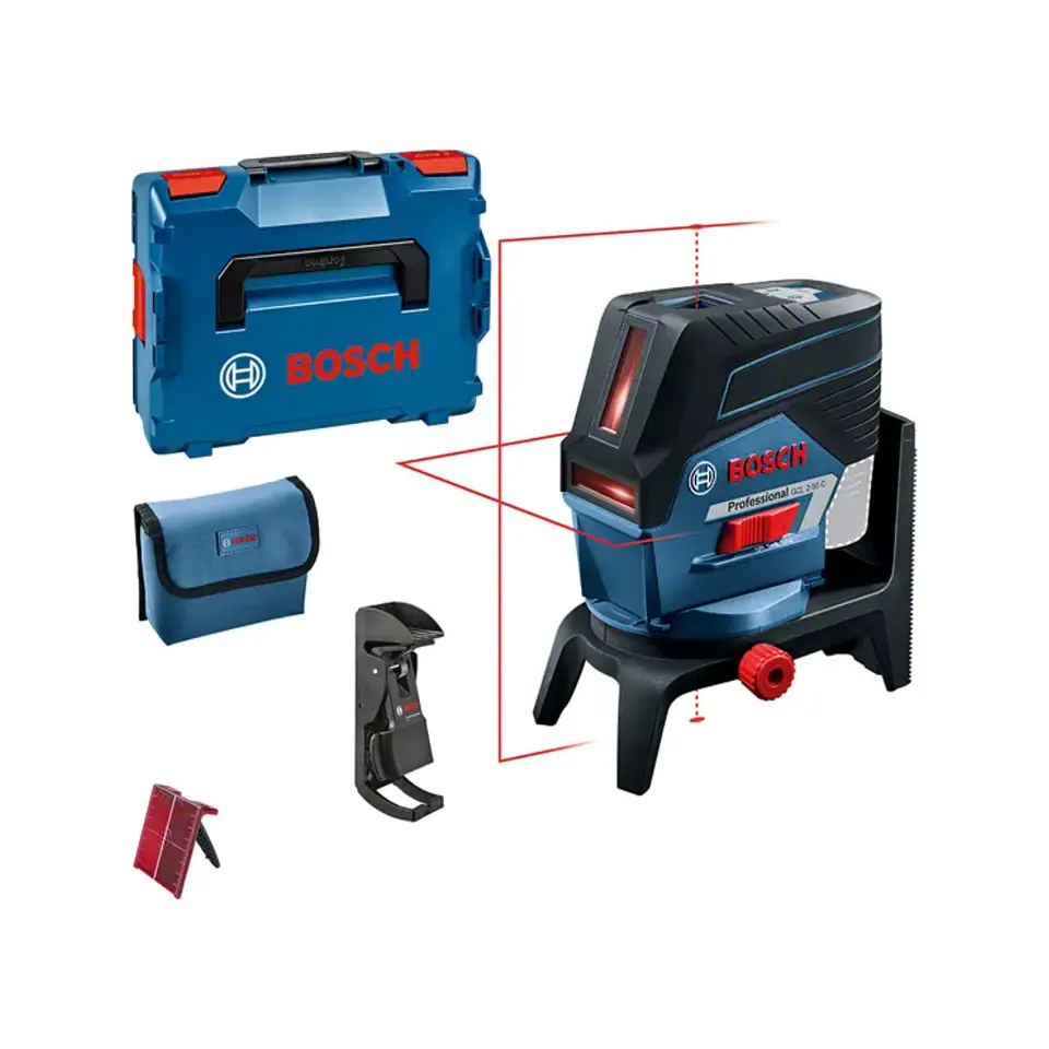 Nivel Laser combinado Linhas vermelhas GCL 2-50 C + Mala L-BOXX 136 + Clipe para teto BOSCH 1
