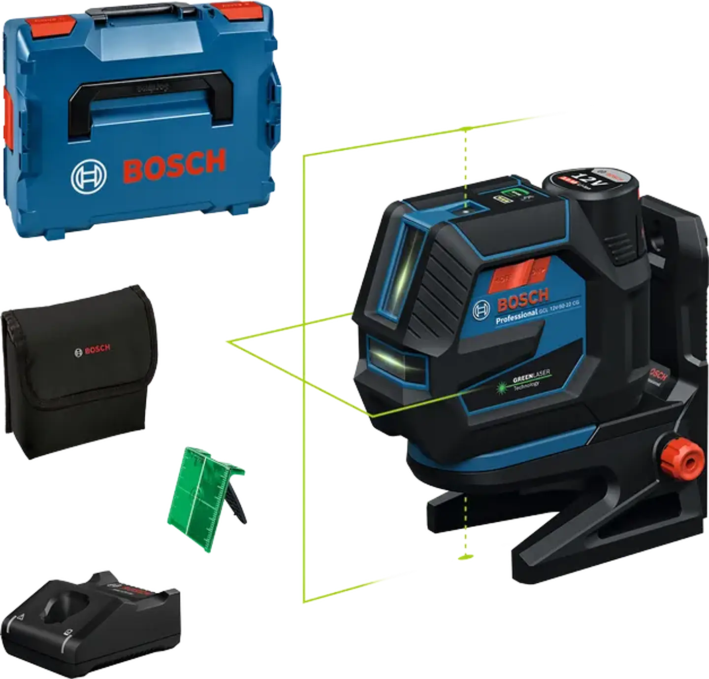 Laser combinado sem fio PRO GCL 12V-50-22 CG + Mala L-BOXX 136 + 1 bateria GBA 12V 2.0Ah BOSCH   1