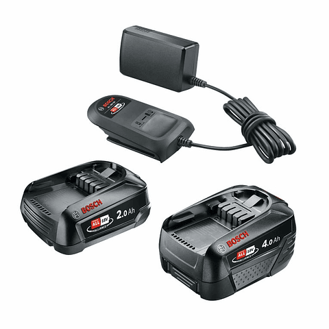 Conjunto 2 baterias 18V (2,0Ah + 4,0 Ah) + carregador BOSCH DIY