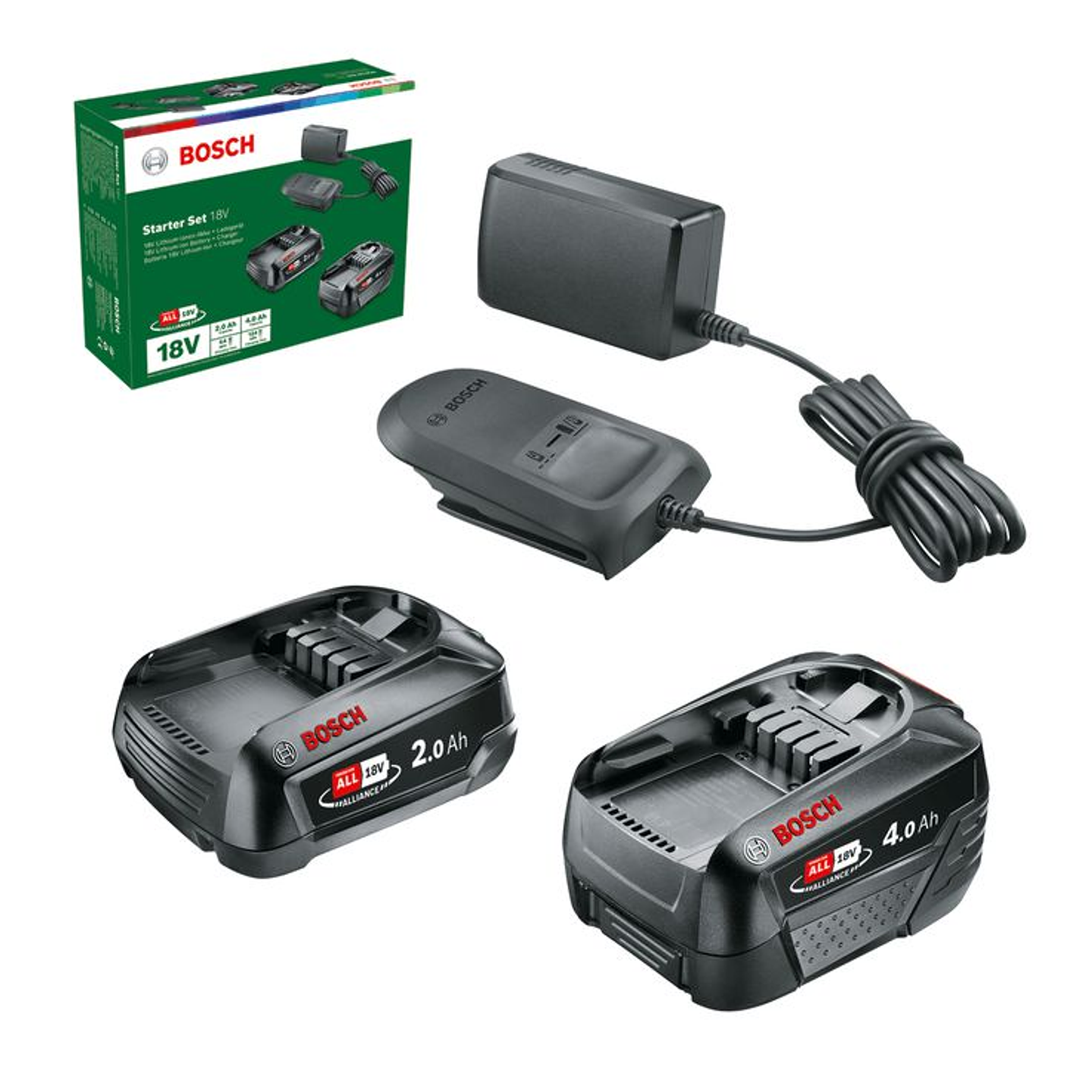 Conjunto 2 baterias 18V (2,0Ah + 4,0 Ah) + carregador BOSCH DIY 2