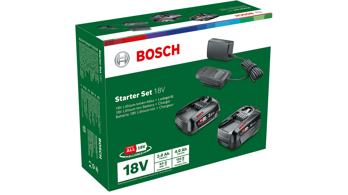 Conjunto 2 baterias 18V (2,0Ah + 4,0 Ah) + carregador BOSCH DIY 3