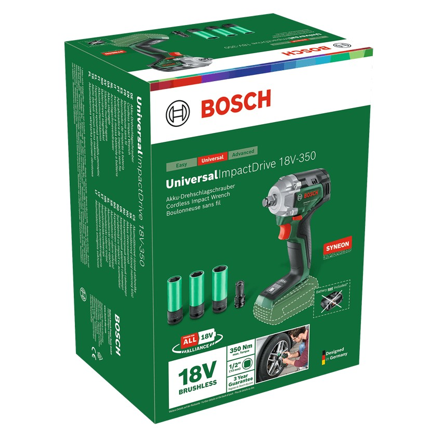 Chave de impacto sem fio UniversalImpactDrive 18V-350 - Sem bateria | Sem carregador | Com conjunto de chaves de caixa BOSCH DIY 3