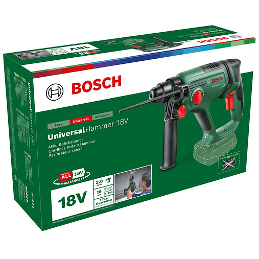 Martelo perfurador sem fio UniversalHammer 18V - Sem bateria | Sem carregador + Adaptador de encabadouro redondo BOSCH DIY  4