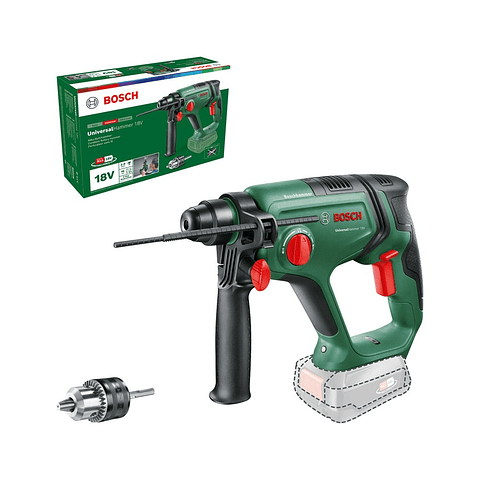 Martelo perfurador sem fio UniversalHammer 18V - Sem bateria | Sem carregador + Adaptador de encabadouro redondo BOSCH DIY 
