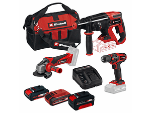 Conjunto de Aparafusadora TC-CD 18/35 Li + Rebarbadora TC-AG 18/115 Li + Martelo perfurador SDS Plus TE-HD 18/20 Li + 3 Baterias 18V (1.5Ah + 3.0Ah + 4.0Ah) EINHELL