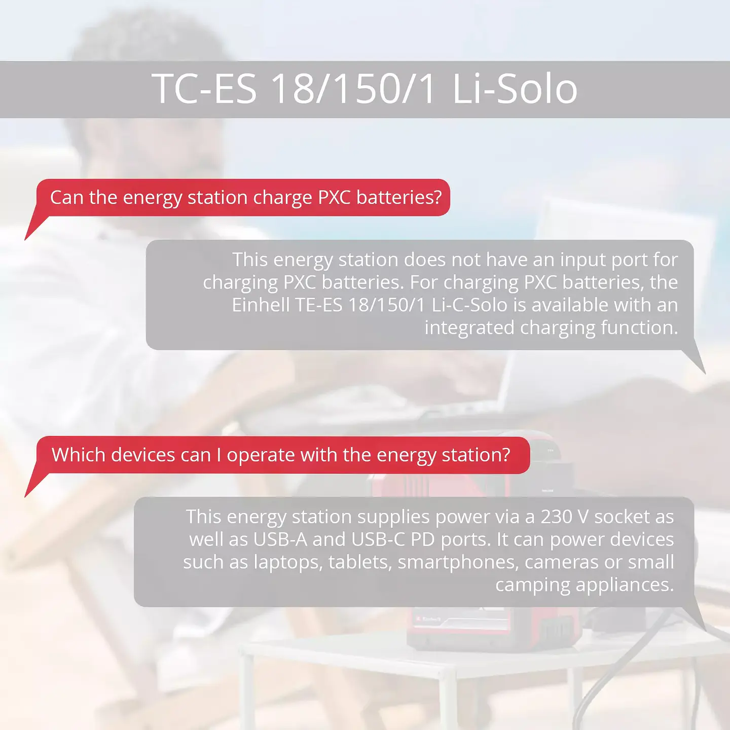 Estação de energia sem fio TC-ES 18/150/1 Li-Solo CLASSIC EINHELL  10