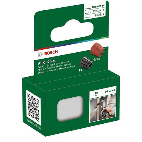 Conjunto de encabadouro e manga de lixa (cónica) 80 BOSCH DIY 