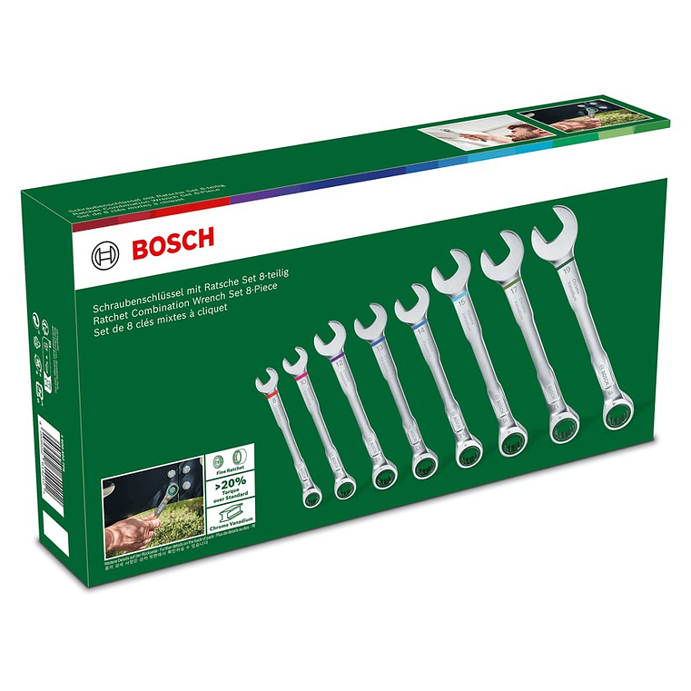 Conjunto de 8 chaves combinadas com catraca BOSCH DIY  5