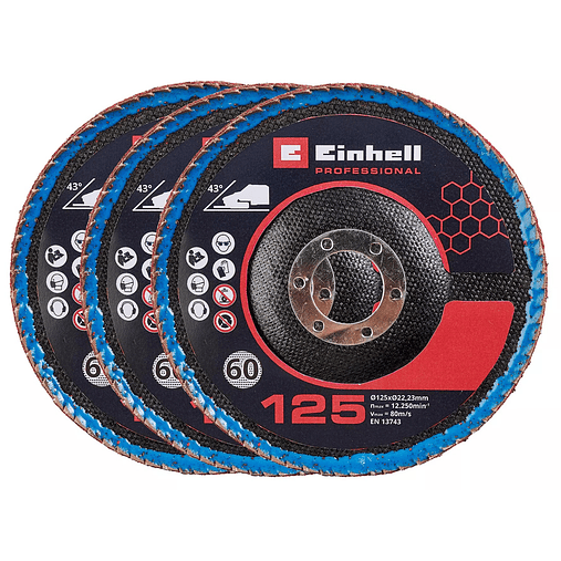 Conjunto de discos de lamelas para rebarbadoras 3-pc. Flap Disc Set, Ø 125 mm EINHELL  1