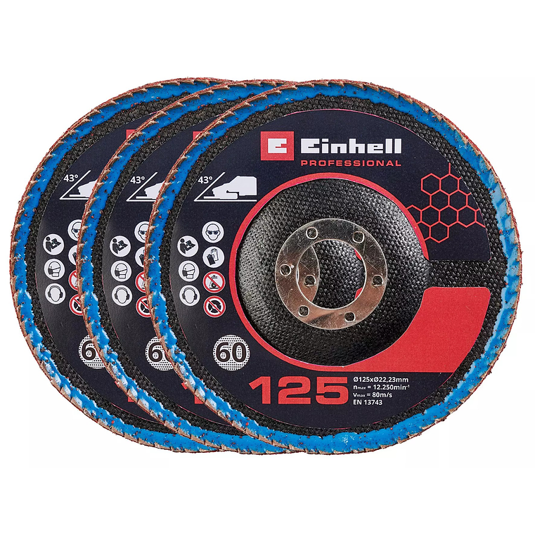 Conjunto de discos de lamelas para rebarbadoras 3-pc. Flap Disc Set, Ø 125 mm EINHELL  1