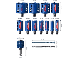 Conjunto de serras craneanas universais EXPERT Multi Material PC Plus (14 PCS) BOSCH