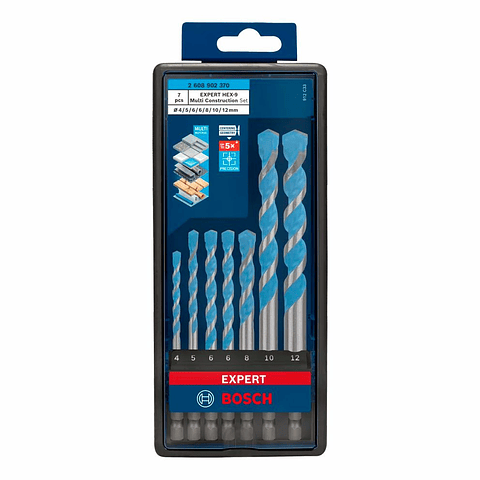 Conjunto de brocas EXPERT HEX-9 Multi Construction (7 PCS) BOSCH