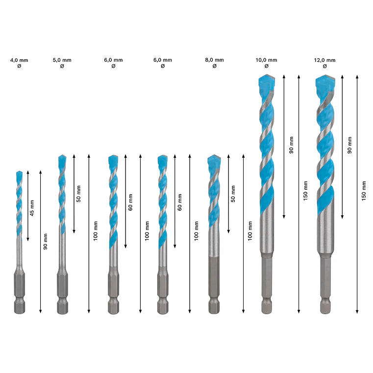 Conjunto de brocas EXPERT HEX-9 Multi Construction (7 PCS) BOSCH 2