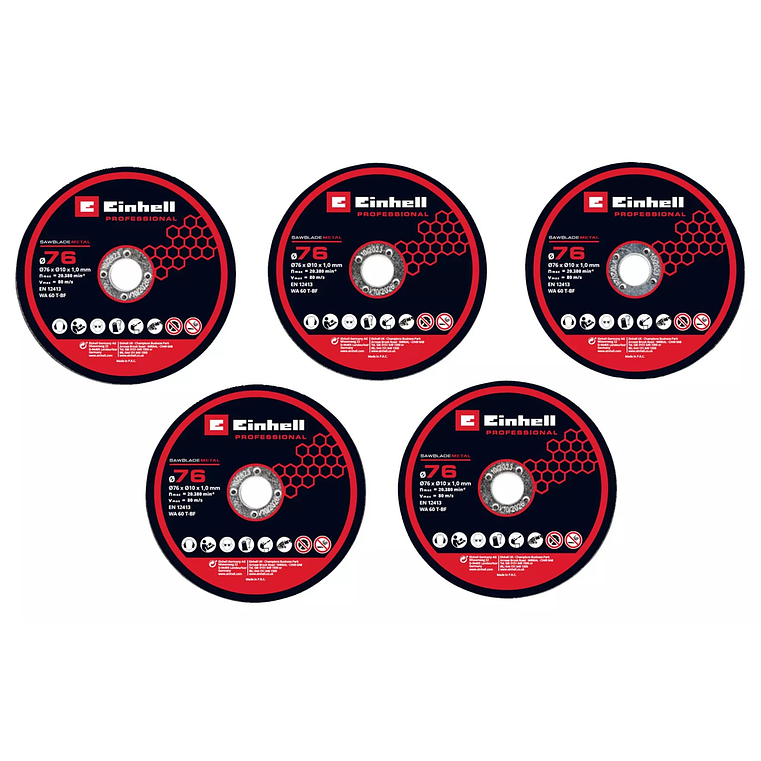 Conjunto de discos de corte para rebarbadoras 5-pc. Cutting Disc Set, Ø 76 mm EINHELL  1