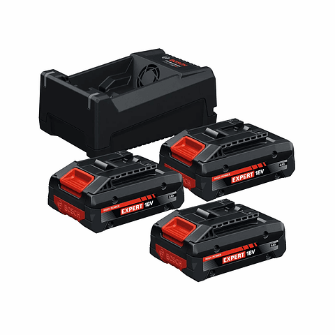Conjunto 3 baterias 18V 4.0 Ah EXPERT EXBA18V-40 + carregador GAL12V/18V-80 BOSCH