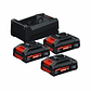 Conjunto 3 baterias 18V 4.0 Ah EXPERT EXBA18V-40 + carregador GAL12V/18V-80 BOSCH - Thumbnail 1