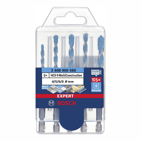 Conjunto de brocas EXPERT HEX-9 Multi Construction (5 PCS) BOSCH