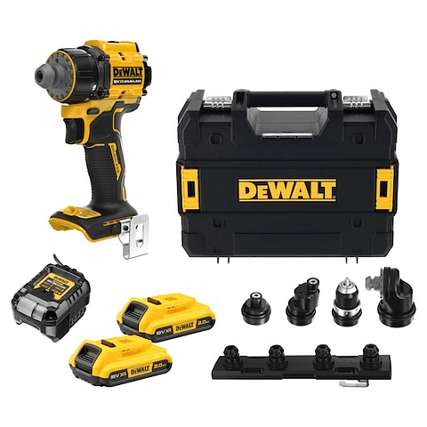 Berbequim Aparafusador Multi-cabeça sem escovas XR 18V 70Nm com 2 baterias Li-Ion 2Ah e Mala TSTAK DEWALT