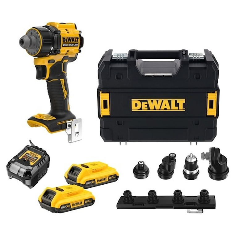 Berbequim Aparafusador Multi-cabeça sem escovas XR 18V 70Nm com 2 baterias Li-Ion 2Ah e Mala TSTAK DEWALT 1