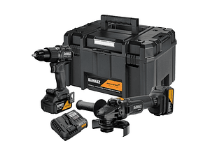 KIT McLaren XR 18V = Berbequim Percussão + Rebarbadora 125mm + 2 baterias Li-Ion 5Ah + mala TSTAK DEWALT 