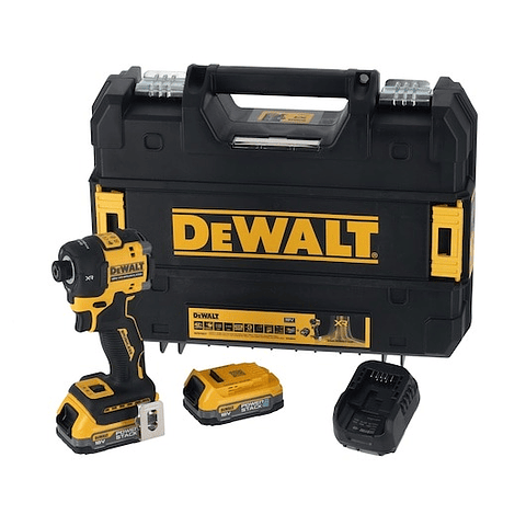 Aparafusadora Impacto Hidráulico sem escovas XR 18V 1/4" 56Nm com 2 baterias Powerstack e mala TSTAK DEWALT 